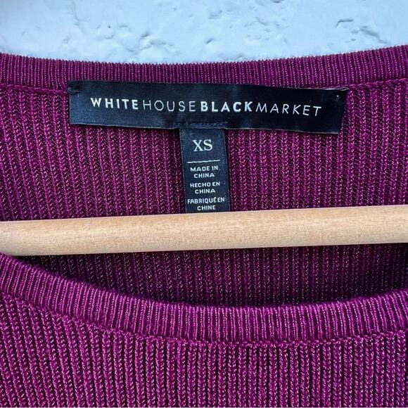 White House Black Market Sweater Women XS Burgundy Ruffle Sleeve Button Shoulder - Picture 5 of 7